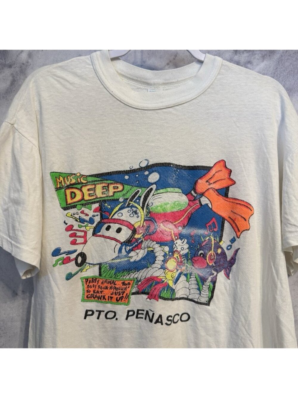 Vintage Mexico Scuba Diving T Shirt White Single Stitch One Size Fits M L